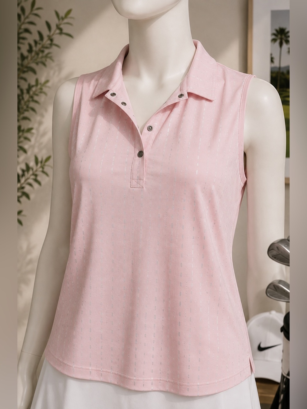 Nike Golf Dri-FIT Pink Textured Sleeveless Polo Women’s Large